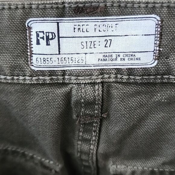 Free People Tahini Green Denim Canvas Frayed Hem Mini Skirt 27 (box12) - Picture 8 of 11